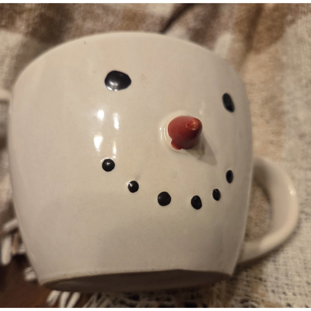 2 Royal Norfolk Snowman Cappuccino Mugs Coffee Tea Cocoa 16oz Smiley 3D Nose